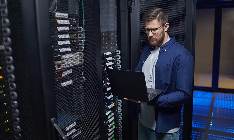 cybersecurity professional reviewing client safeguards