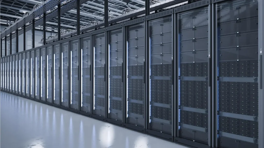 rows of high-performing servers