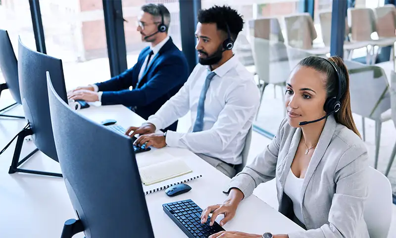 row of business professionals